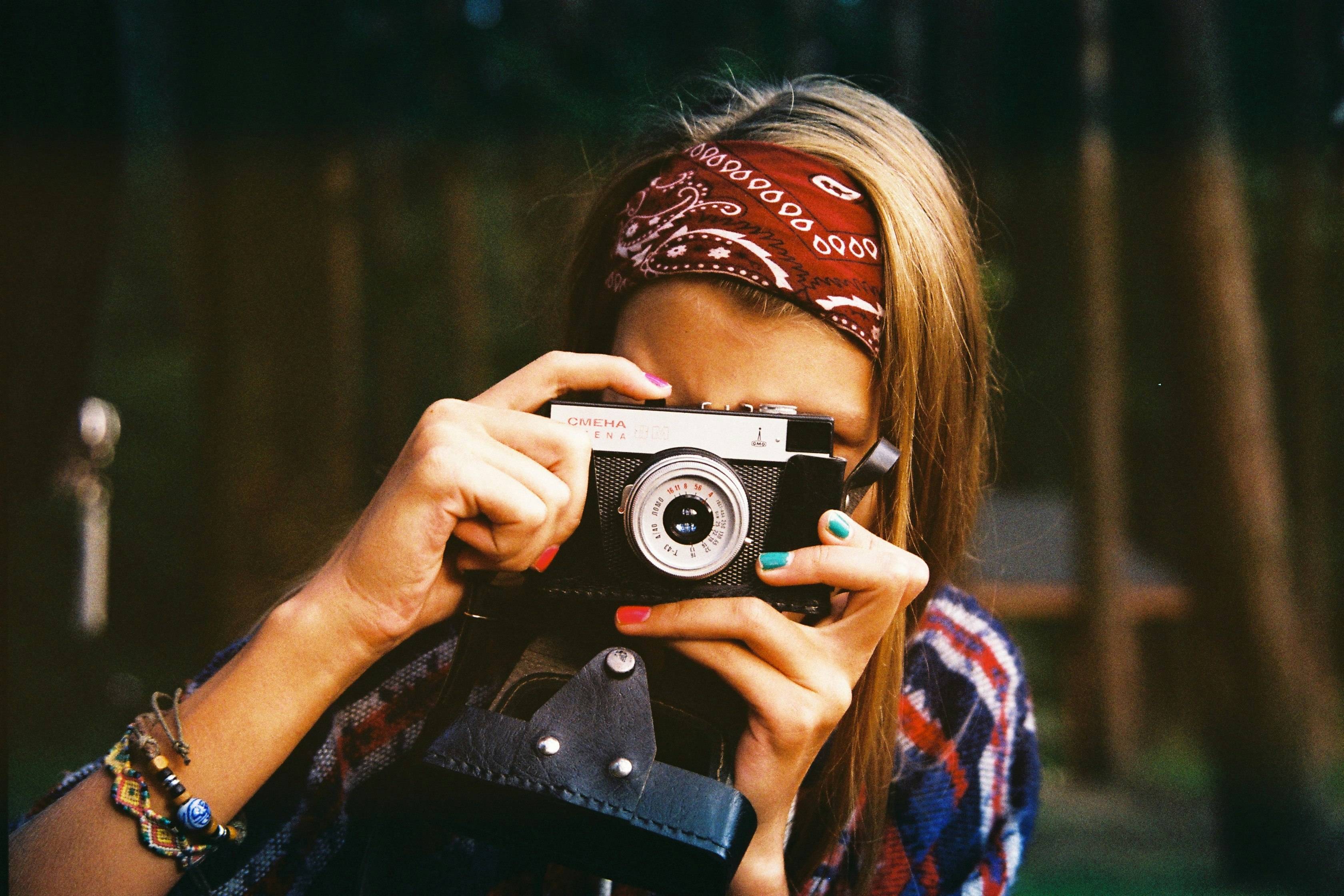 woman holding camera